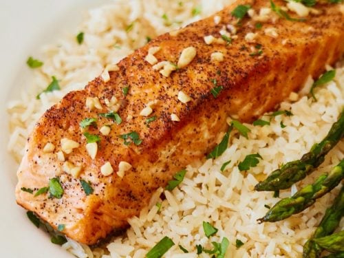 butter rice with salmon