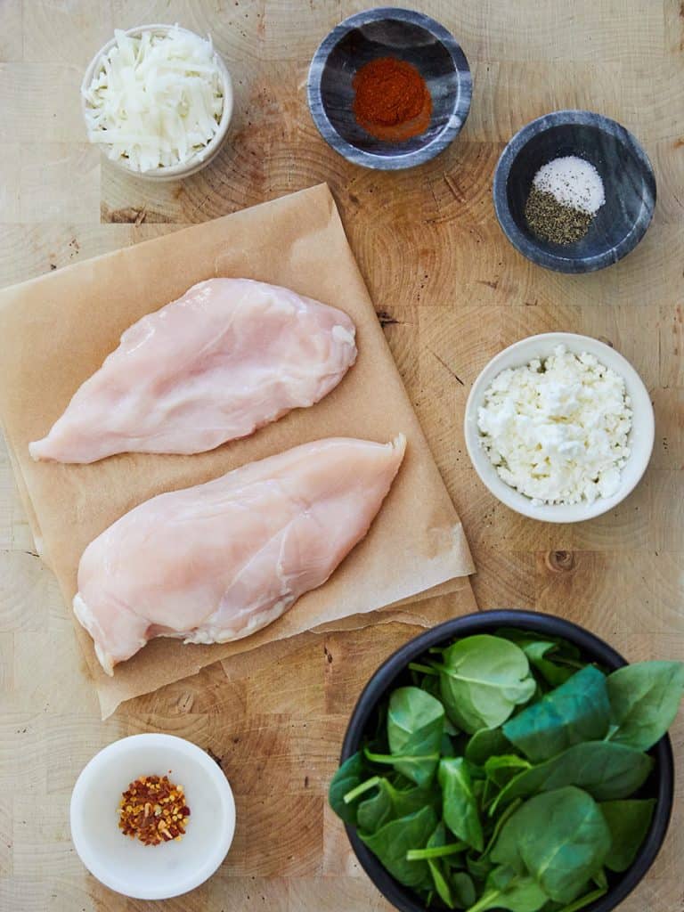 Ingredients for Spinach and Goat Cheese Stuffed Chicken