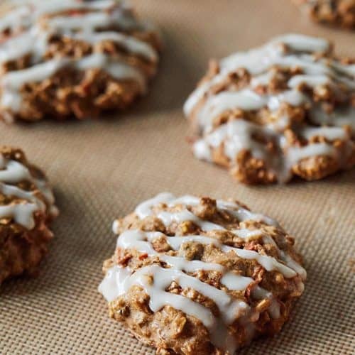 Carrot Cake Oatmeal Cookies on a Silpat