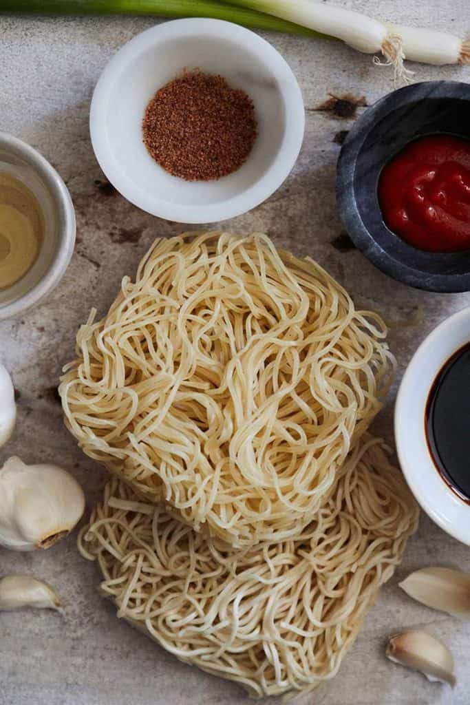 Spicy Sesame Garlic Ramen Noodles Ingredients