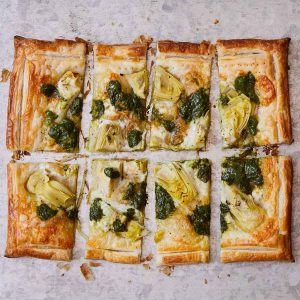 Artichoke Pesto Brie Tart