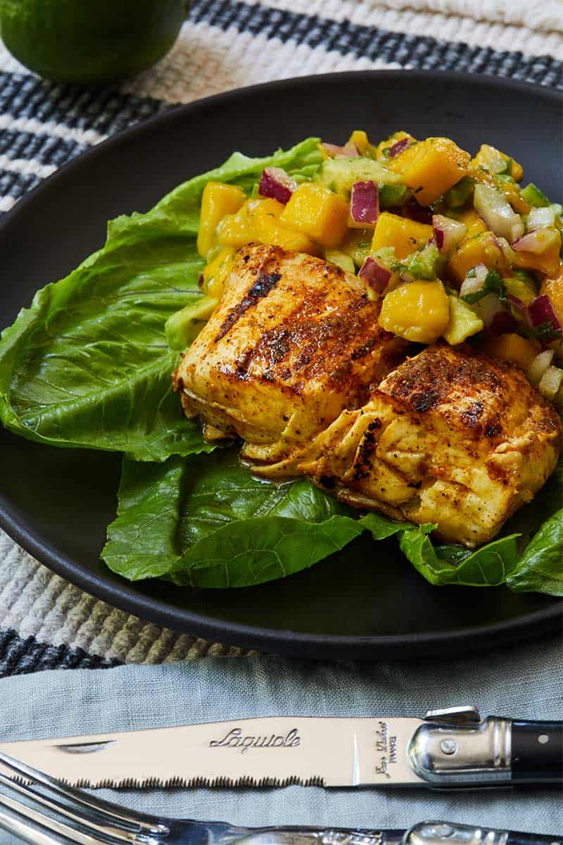 Grilled Halibut with Mango Salsa - Cooking With Coit