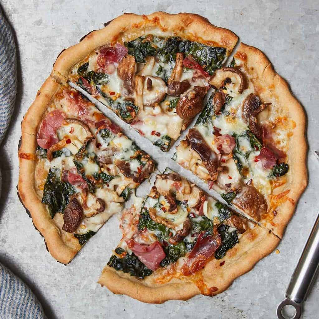 Kale Mushroom Pizza