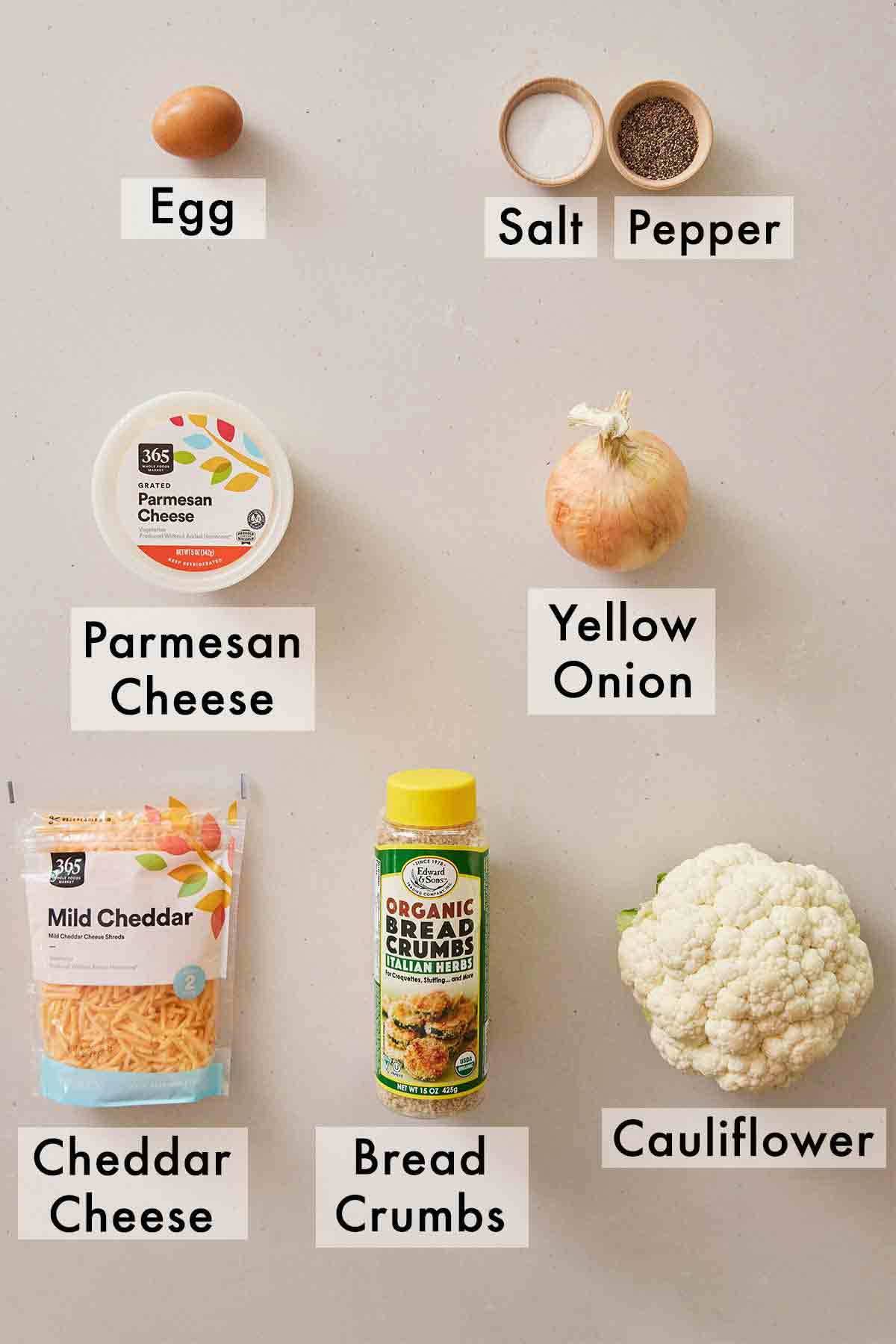 Ingredients needed to make cauliflower tater tots.