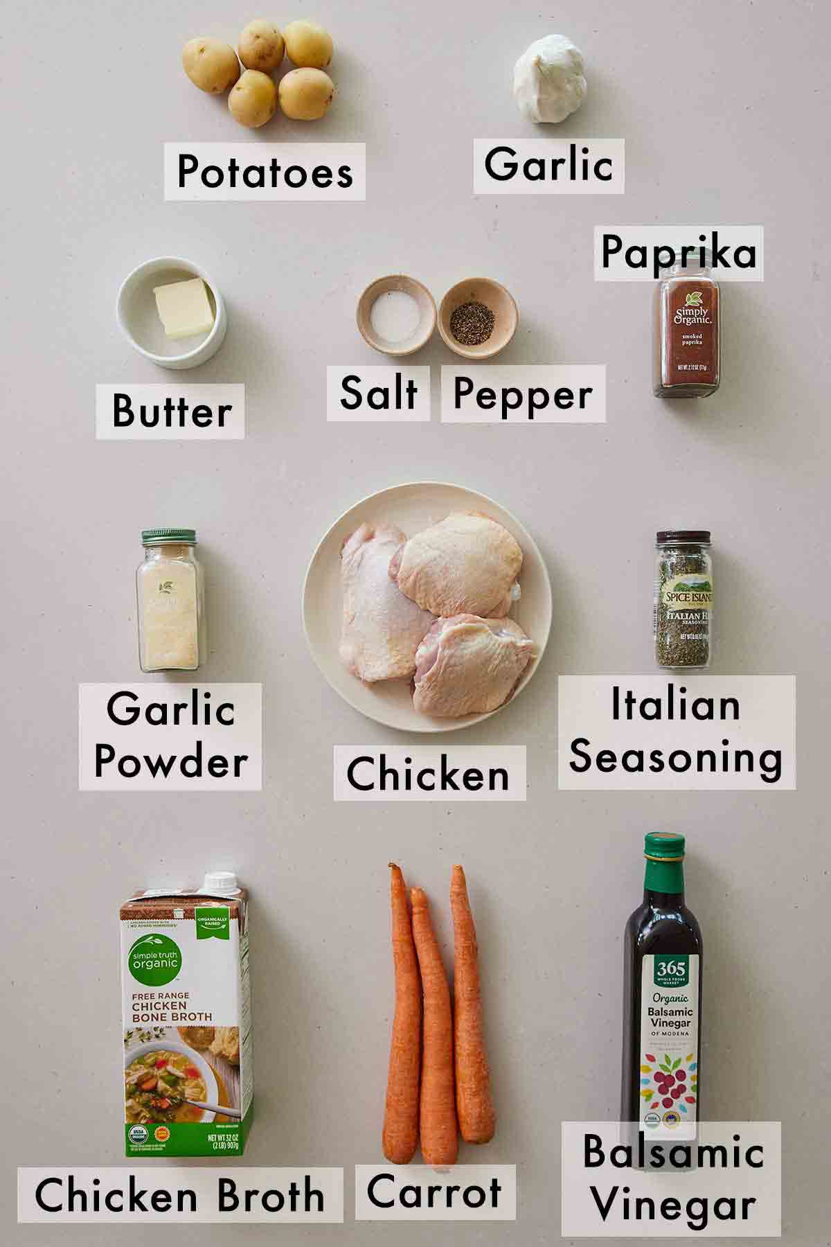 Ingredients needed to make Instant Pot Balsamic Chicken.
