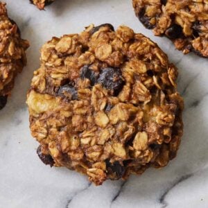Close up of a banana oatmeal cookie.