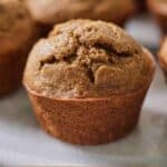 Pinterest graphic of a healthy banana muffin.