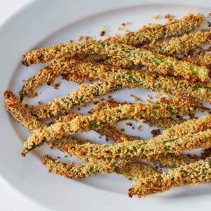A platter of asparagus fries.