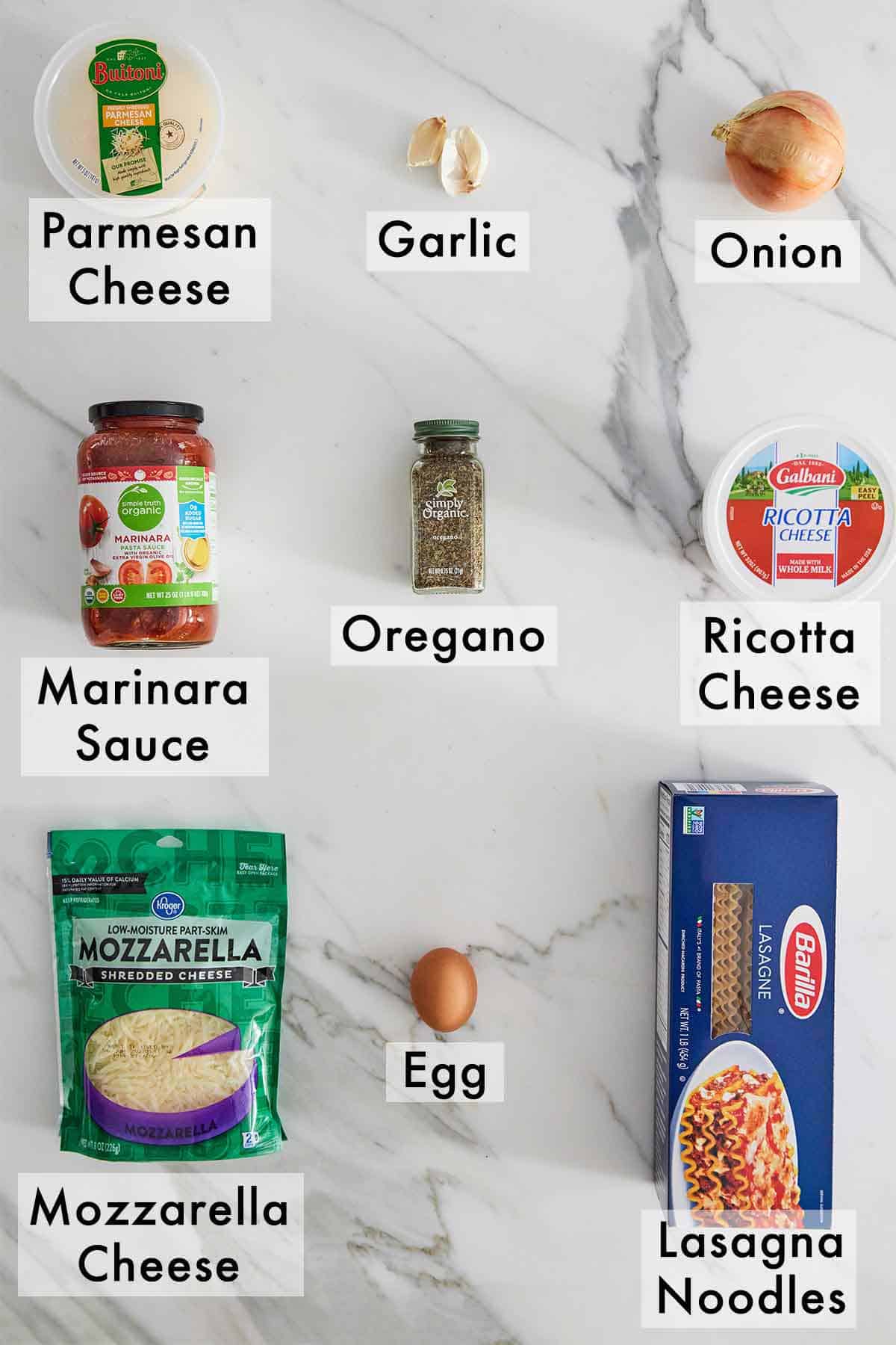 Ingredients needed to make lasagna roll ups.