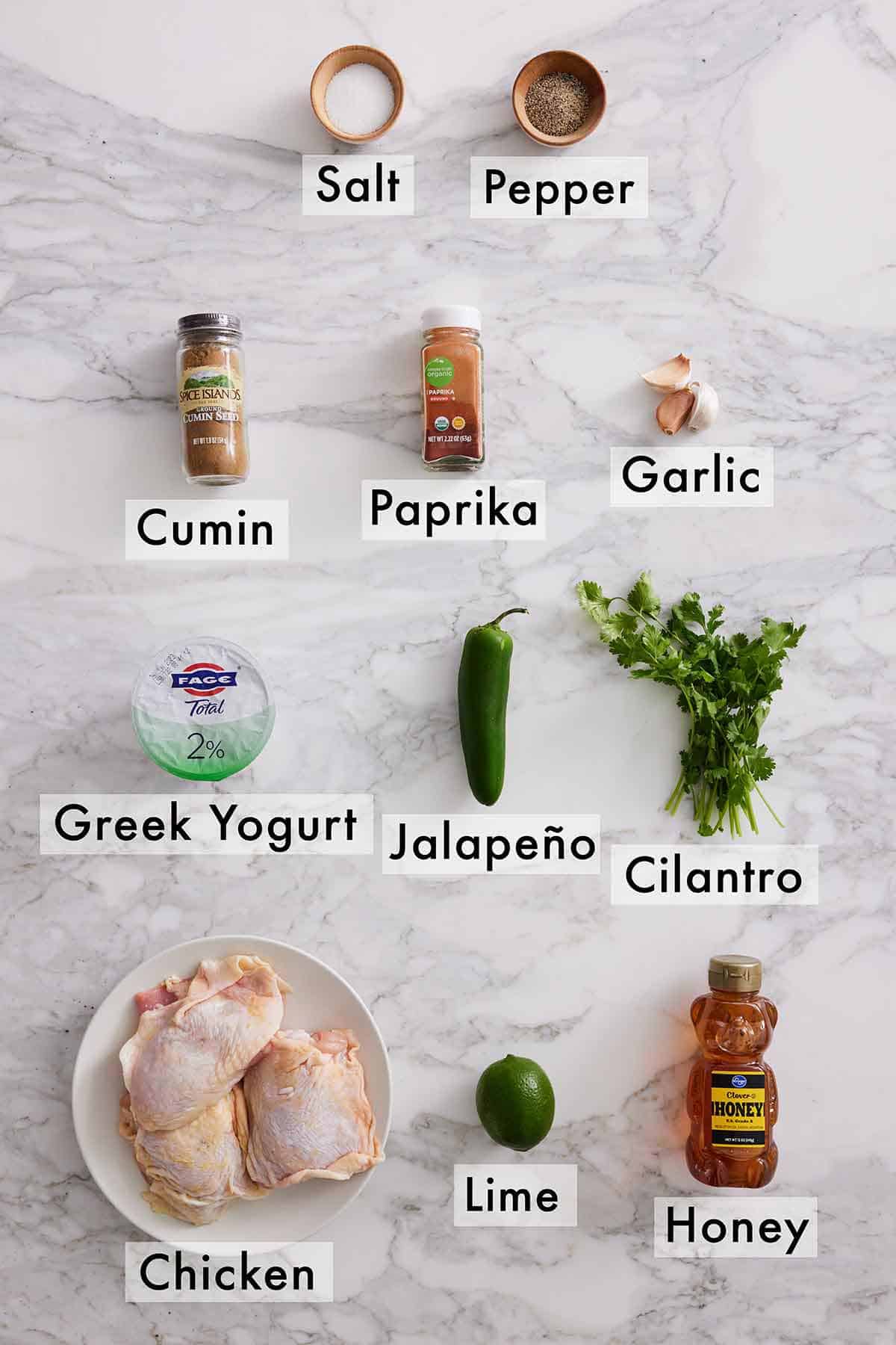 Ingredients needed to make air fryer Peruvian chicken.