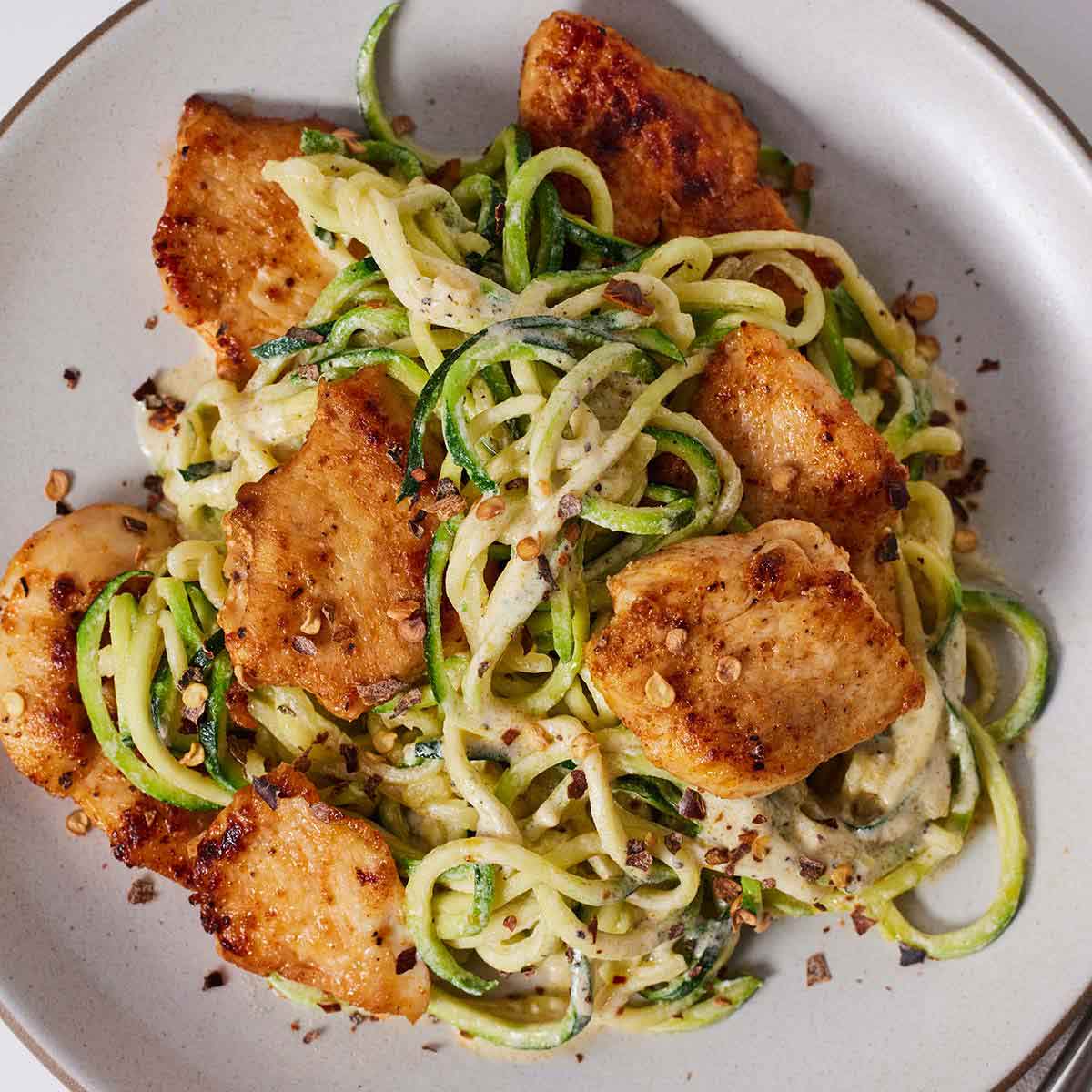 Chicken Alfredo with Zucchini Noodles - Cooking With Coit