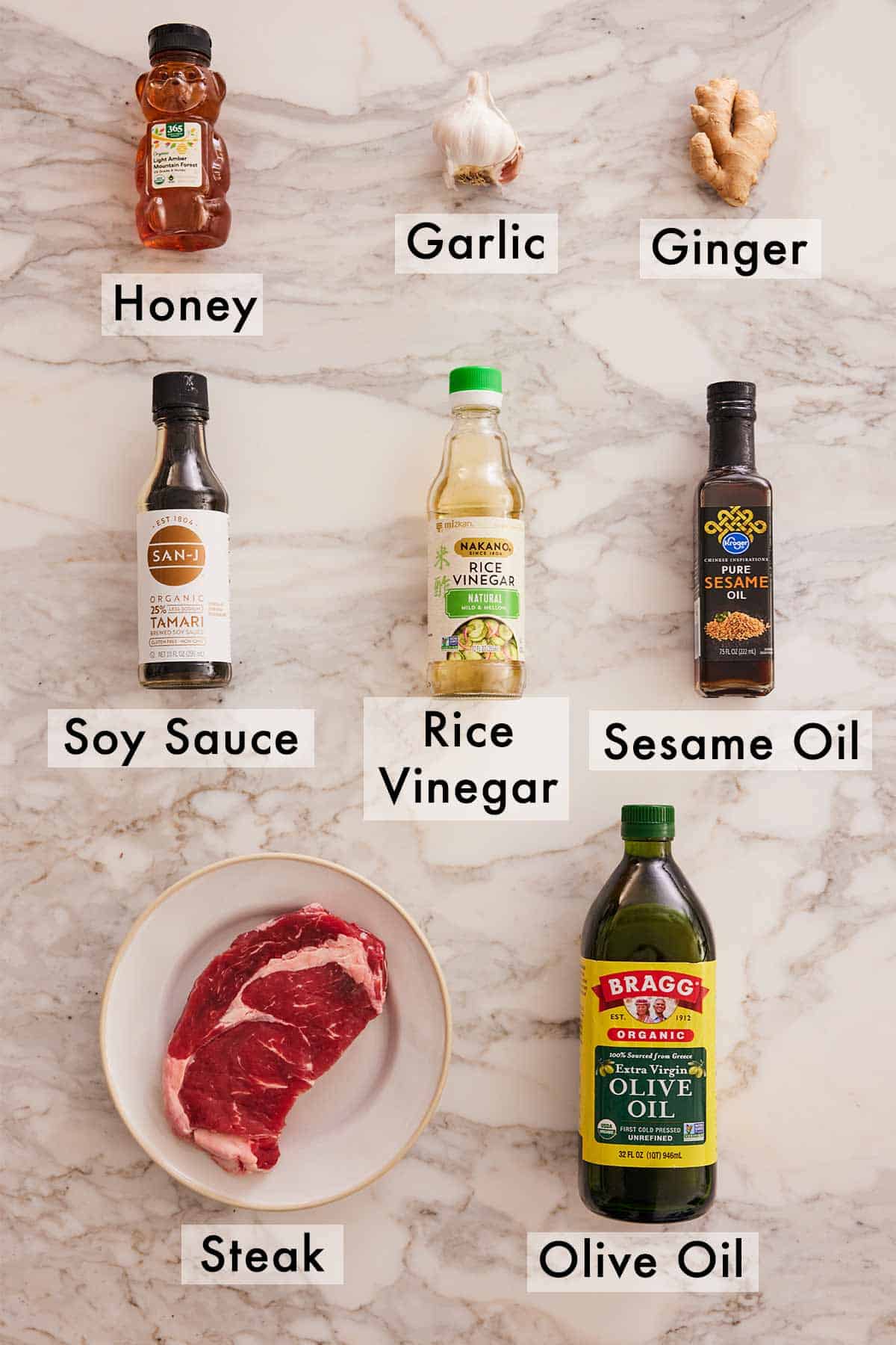 Ingredients needed to make air fryer steak bites.