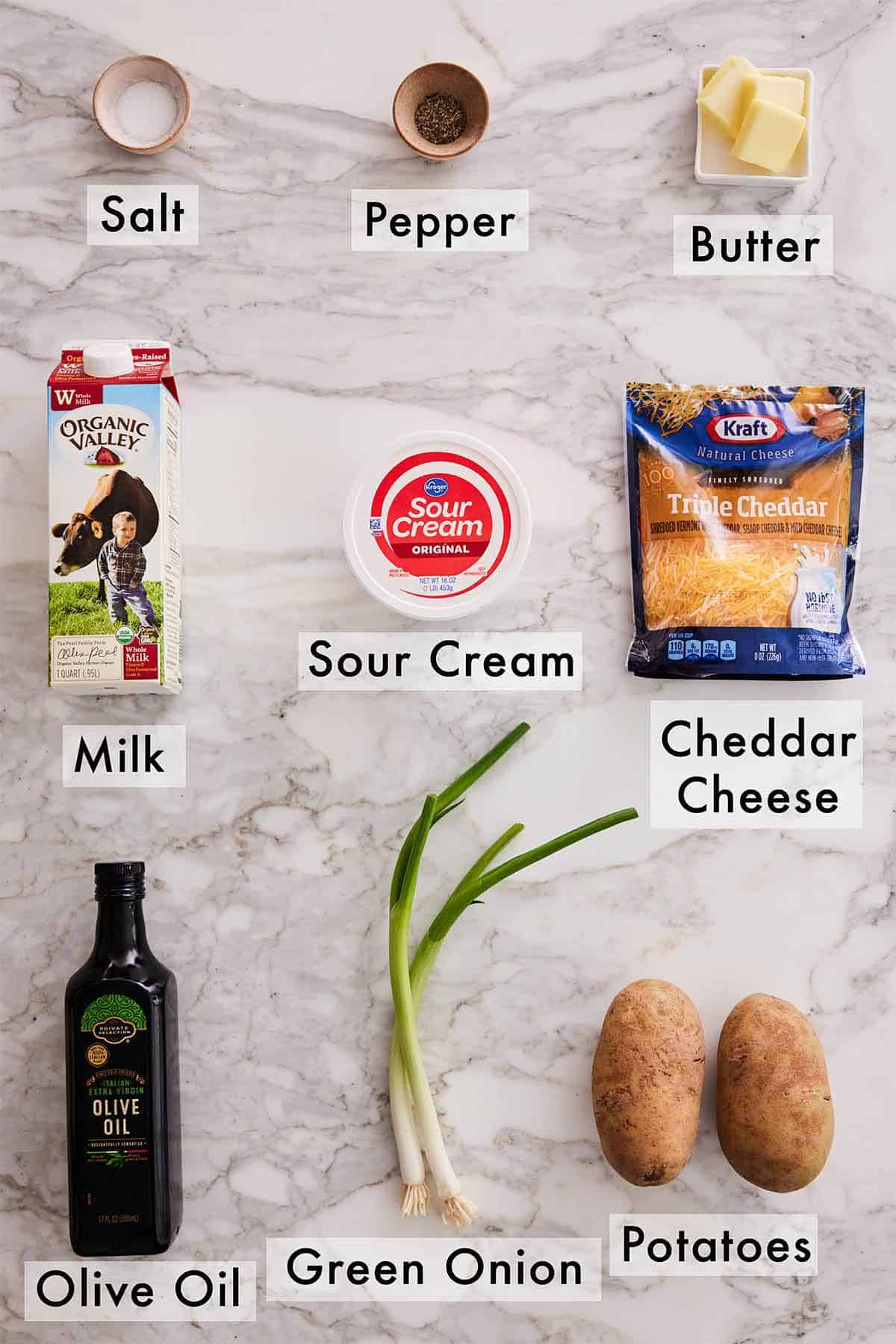 Ingredients needed to make air fryer twice baked potato.